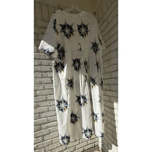 ulla popken dress Eco Cotton Starburst Print Tie Neck Dress 20/22 - Picture 6 of 14